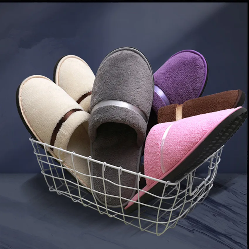 

5 Pairs Mix Colors Men Women Disposable Hotel Slippers Cotton Home Travel SPA Guest Slipper Hospitality Cheap Slides Footwear