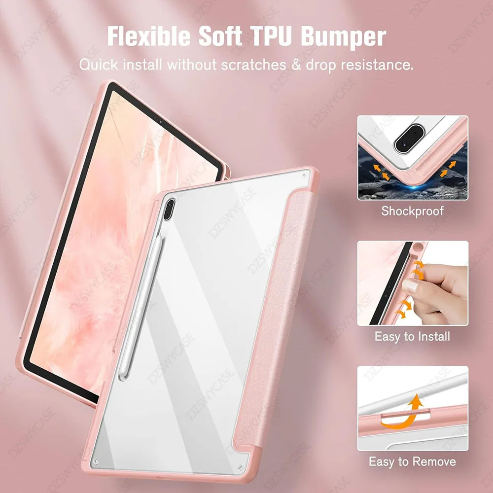 Clear Shockproof Auto Sleep Tablet Case Cover - 12.4 Inch