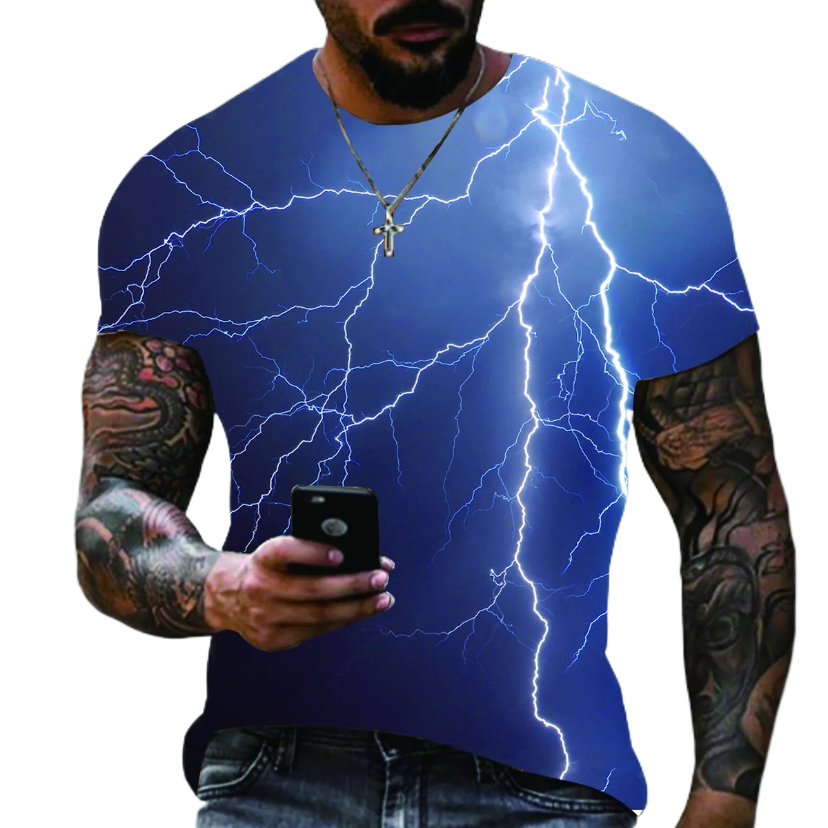 

2023 Summer Casual Lightning Cool 3D Digital Printed T Shirts Men Women Oversized Short Sleeve T-Shirt