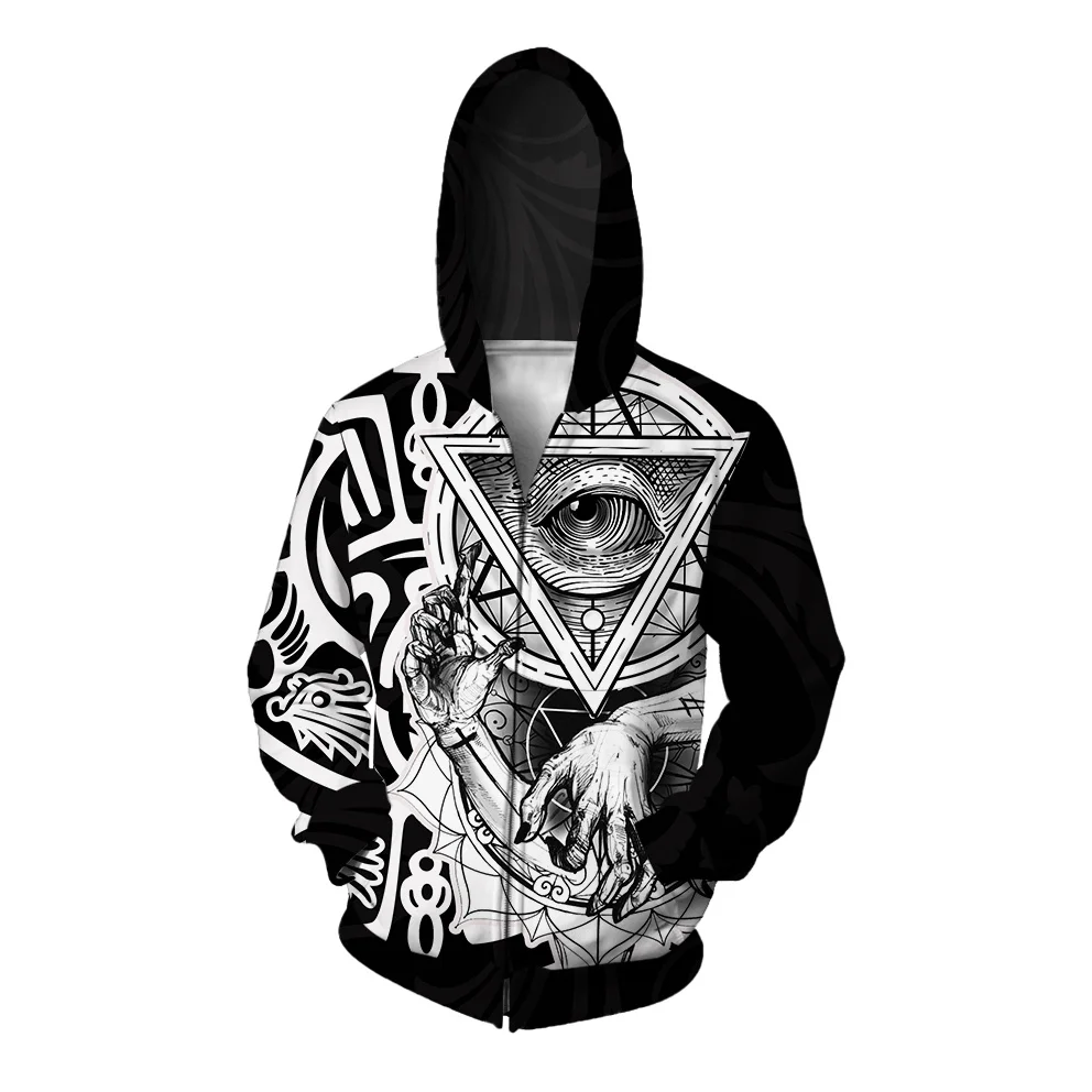 thumbnail image 1 of Sudadera con capucha para hombre modelo 2024, moderna y versátil, con cremallera, cómoda y elegante, con estampado de monstruo personalizado para hombre, 1 of 5