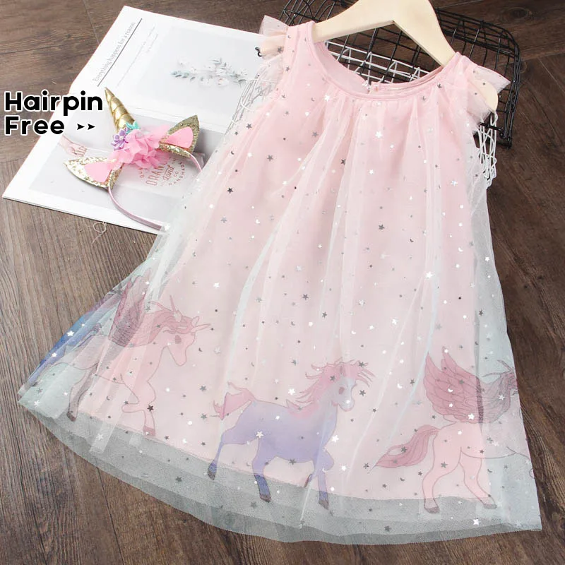 Urso líder meninas vestido 2023 novo verão malha meninas roupas rosa applique vestido de princesa crianças verão roupas do bebê meninas vestido