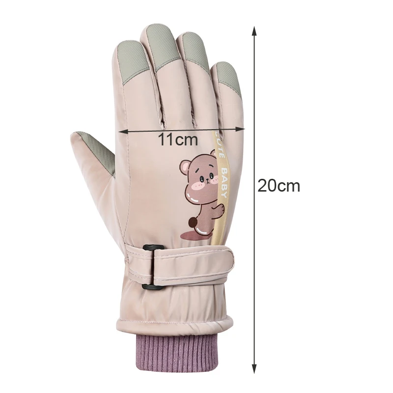 Winter Child Gloves for Girls Boys Waterproof Skiing Kids Gloves Bear Thicken Telefingers Children Winter for Sports
