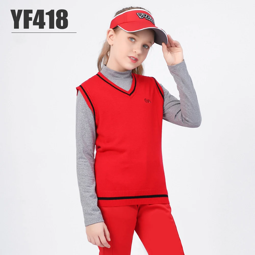 

Pgm Autumn Winter Waistcoat Golf Sweater Vest Children Clothing Cotton Kids Knitted Undershirt Comfortable Warm Mercerized Wool