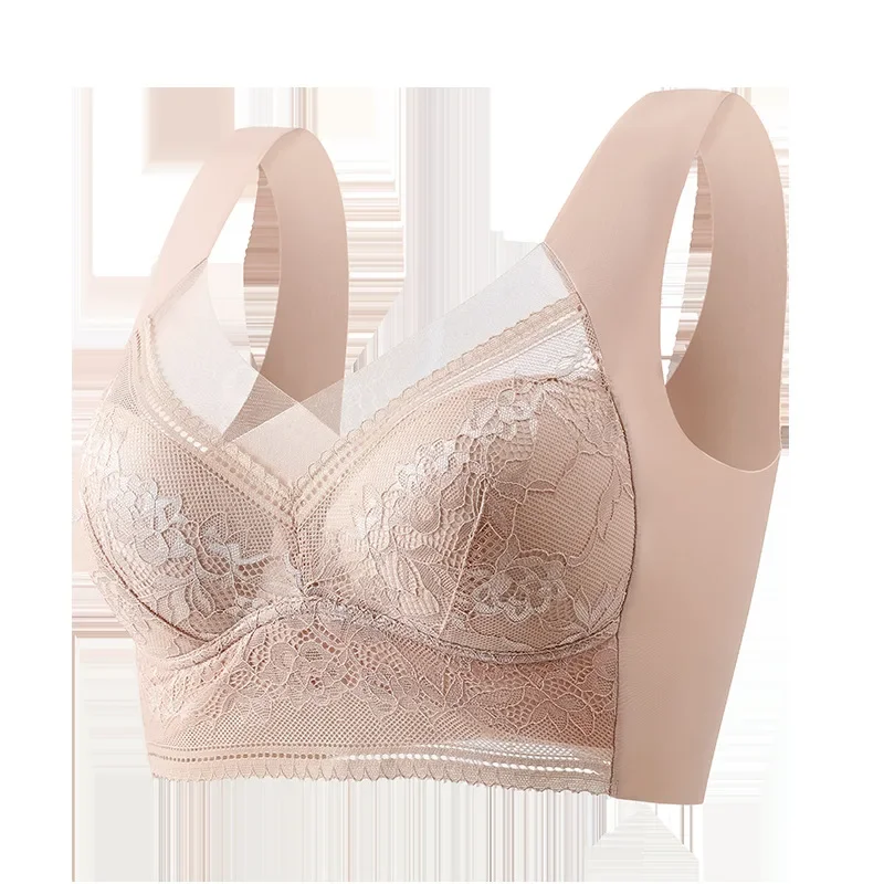 Damen Große Größen Push-Up BHs Eisseide Nahtlos Oberteil Bralette Spitze Drahtlos Sommer BHs Übergröße Top Dessous Unterwäsche Dropshipping – Detail 12