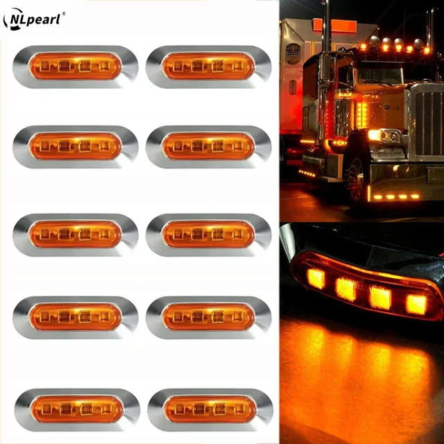 Feu De Gabarit Lat&eacute;ral 9 Led Orange Camion - Remorque 12/24V