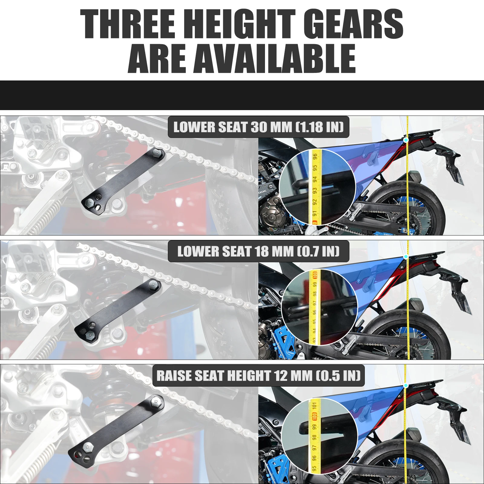 Für Yamaha Tenere 700 T700 XTZ700 2019–2024. Federungstieferlegungs-/Raising-Links unten 18/30 mm. Erhöhen Sie 12 mm T7 Rally Edition 2020–24 – Detail 3