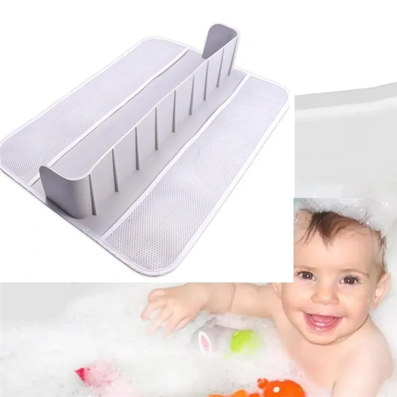 A45G-Bathroom Supplies Silicone Bathtub Toy Storage Rack With Suction Cups Splash Guard Organizer For Bathroom