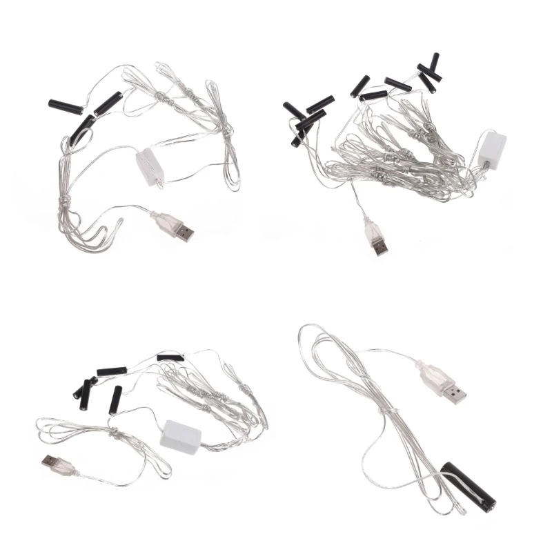 300cm 1/3/5/10-in-1 USB Powered AAA Battery Eliminators with Conductors for Christmas Tree Lights LED Decorations