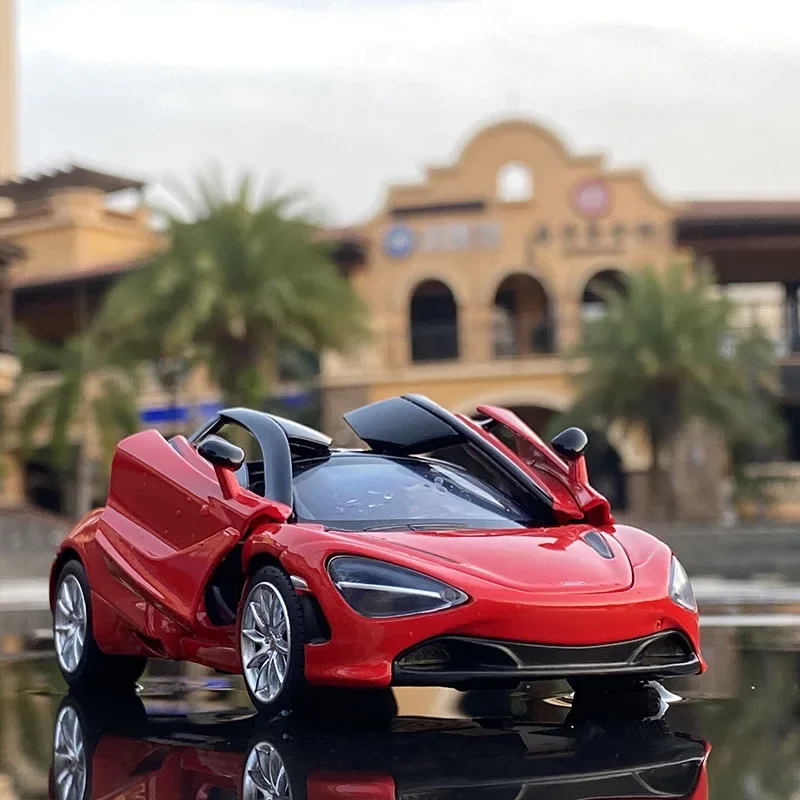 

1:32 McLaren 720S модель спортивного автомобиля из сплава, Литые и игрушечные автомобили, Металлическая Модель гоночного автомобиля, имитация звука и искусственных детских подарков