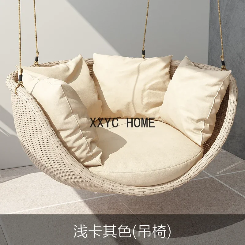 

yj Outdoor Swing Basket Glider Indoor Balcony Leisure Rattan Chairs Terrace Rattan Chair Single Indoor Nordic Rocking Chair