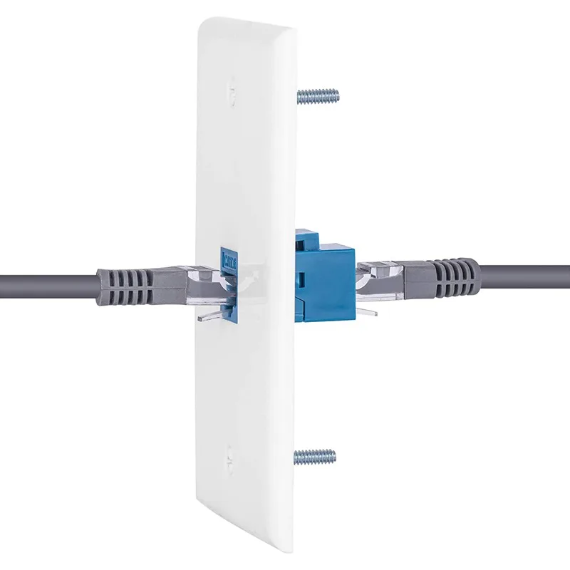 4X Cat6 Ethernet Wall Plate Outlet 1 Port RJ45 Network Female To Female Keystone Wall Coupler Jack Plate White & Blue