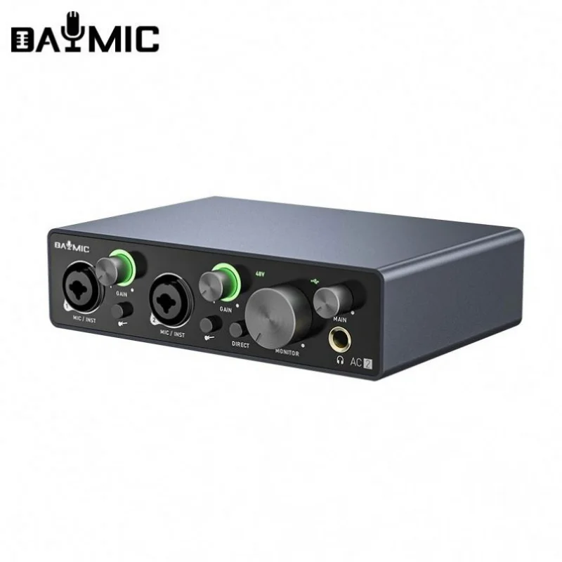 

X2 Audio Interface Digital Portable USB Sound Card Mixer for 48V Microphone Musical Instrument Line Recording De áudio
