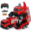 Rc Car Remote Control Fire Truck Deformation City Vehicle Robot Model Engineering Excavator Car Educational Boy Kids Toys 2