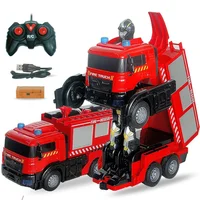 Rc Car Remote Control Fire Truck Deformation City Vehicle Robot Model Engineering Excavator Car Educational Boy Kids Toys 2