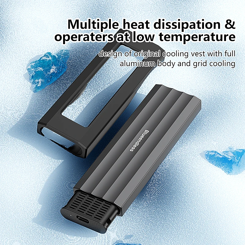 블루엔들리스 M.2 NVMe SATA SSD 인클로저 툴리스 알루미늄 SSD 외장 케이스 10Gbps M.2 NVMe-USB 변환 어댑터 (PCIe NVMe 및 SATA SSD용)