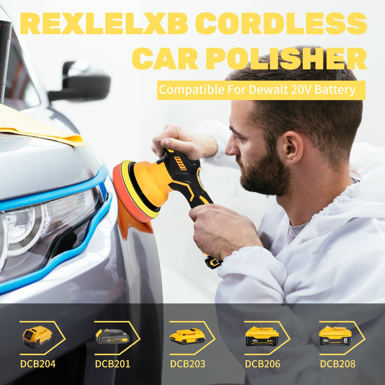 Cordless Car Buffer Polisher For Dewalt 20V Battery 8-Speeds Car Polishing For Car Detailing/Polishing/Waxing/Scratch Removing 2