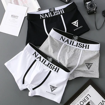 [Bloom the love] Brand Print 1pcs/3pcs Boxer Men Underwear Cotton Boxershort Mens Boxers Man Cuecas Masculina Size M-3XL LGR003 1