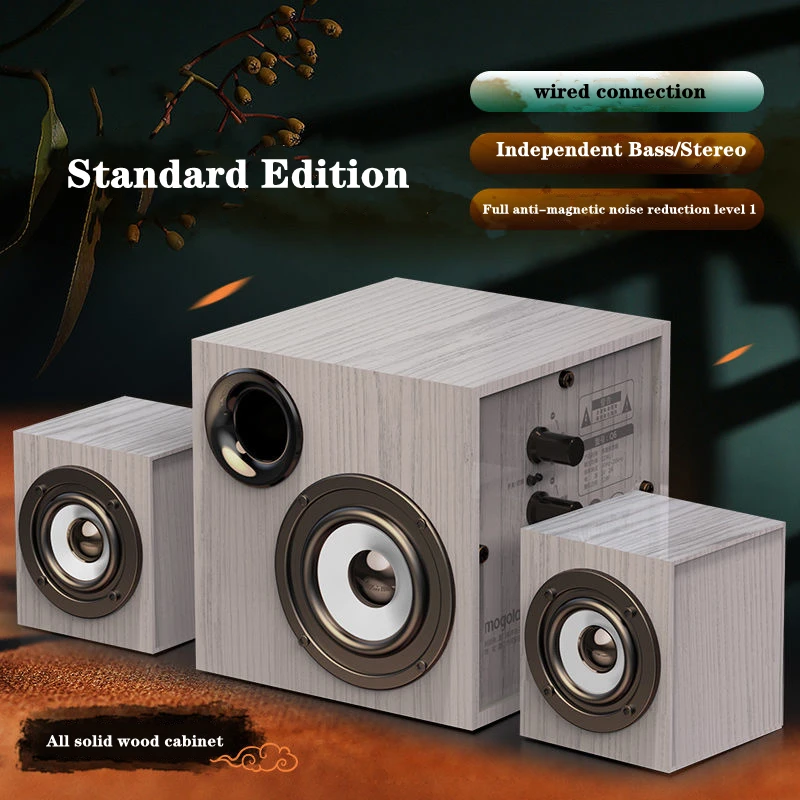 Explosive Q6 Home Computer Audio Overweight Subwoofer Notebook Mobile Phone Wooden Bluetooth 2.1 Wired Speaker Loud Volume