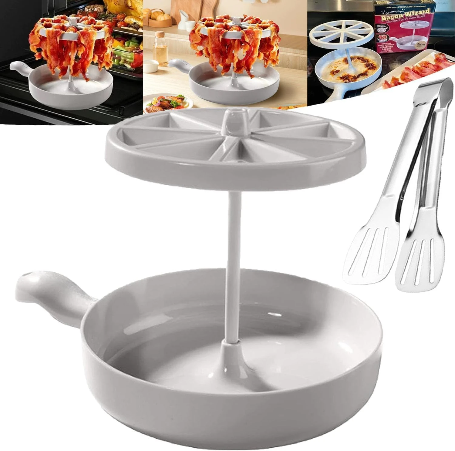 Bacon Rack Bacon Maker Barbecue Cooker for Microwave Oven Cooker BBQ Grill Plastic Barbecue Rack Tray for Less Calories Grease