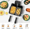 Electric Deep Fryer with 3 Baskets, 5L Stainless Steel Deep Fryer w/60 timer & Lid with view window, Home Countertop 2