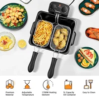 Electric Deep Fryer with 3 Baskets, 5L Stainless Steel Deep Fryer w/60 timer & Lid with view window, Home Countertop 2