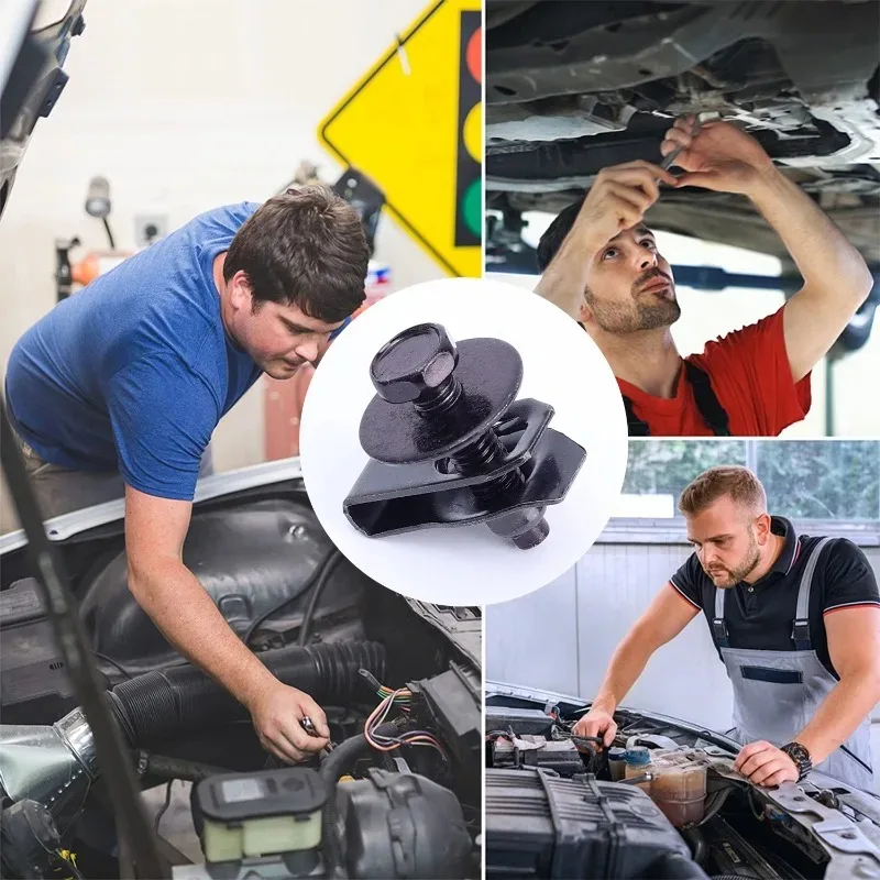 M6 Fixing Hexagon Flat Head Screw with Washer Metal Auto Repair Fasteners for Engine Bay Bumper Mudguard Splash Guard Cover