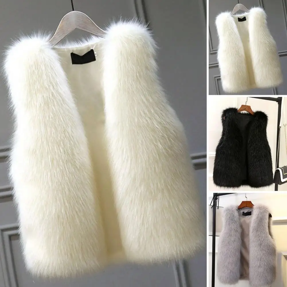 

Women Furry Vest Women Vest Cozy Faux Fur Vest for Women Soft Fluffy Warm Cardigan Plus Size Resistant Waistcoat with Open