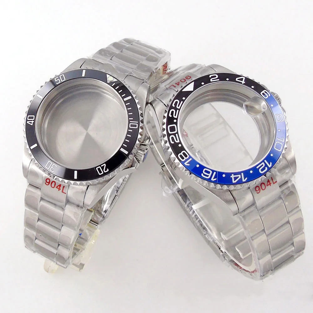 

40mm Watch Case 20ATM Waterproof Fit NH35A NH34A ETA 2824 PT5000 Steel Bracelet 120 Click Unidirectional Bezel Sapphire Glass