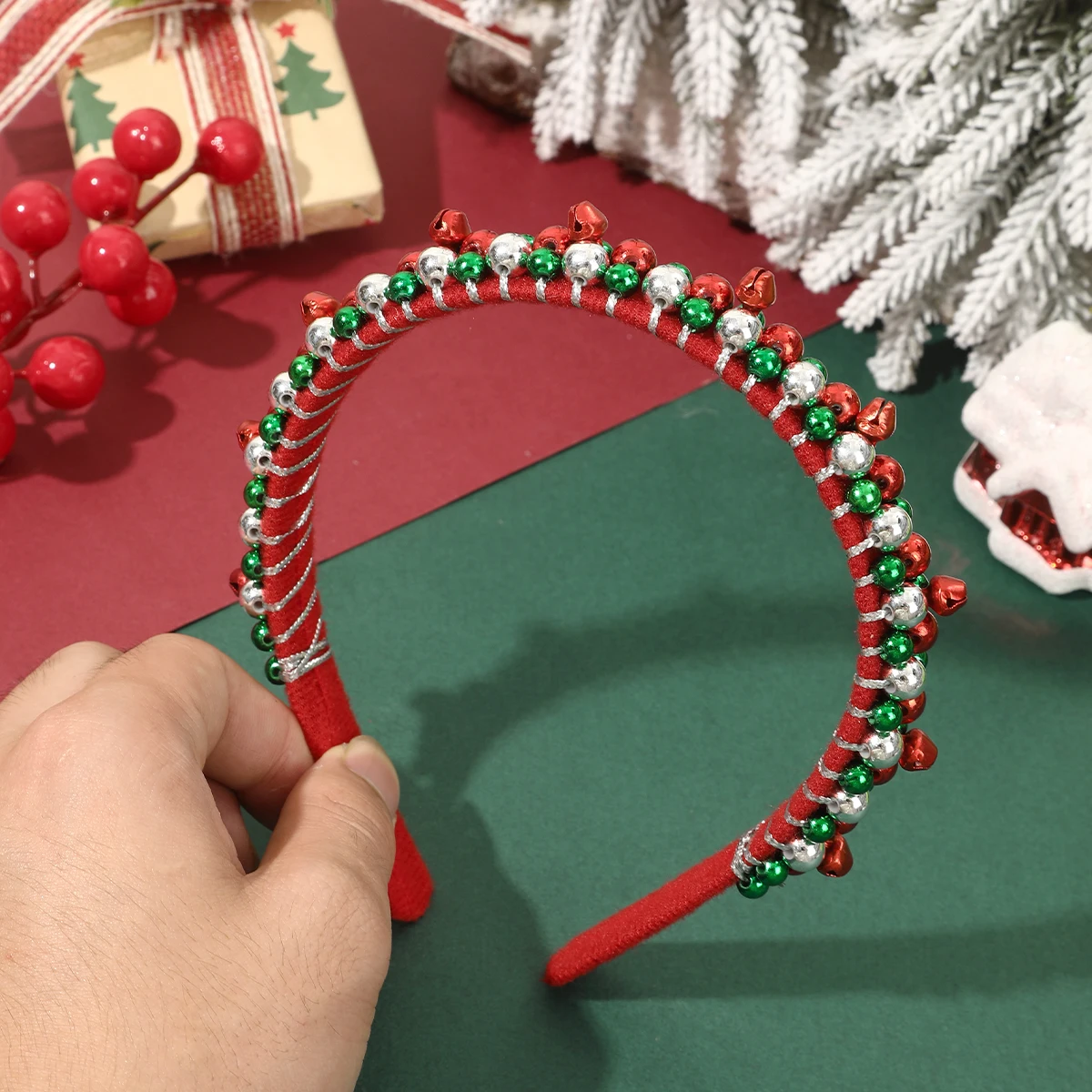 1pc Christmas Bell Beads Hairband Headband Fashion Hair Hoop For Women Autumn Winter Festival Retro Temperament Hair Bands