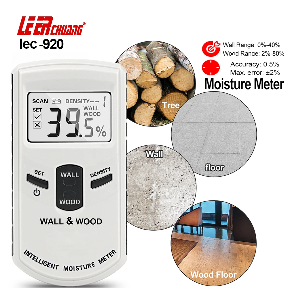 LEERCHUANG Wood Moisture Meter HF Sensing Lumber/Timber/Wall Moisture Meter Damp
