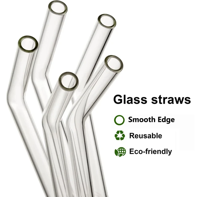 4/8Pcs Reusable Glass Straws Clear Glass Drinking Straws 8 Inch 8mm Tubes  Juice Smoothie Tea Straws Glasses Straw Set for Drinks - AliExpress