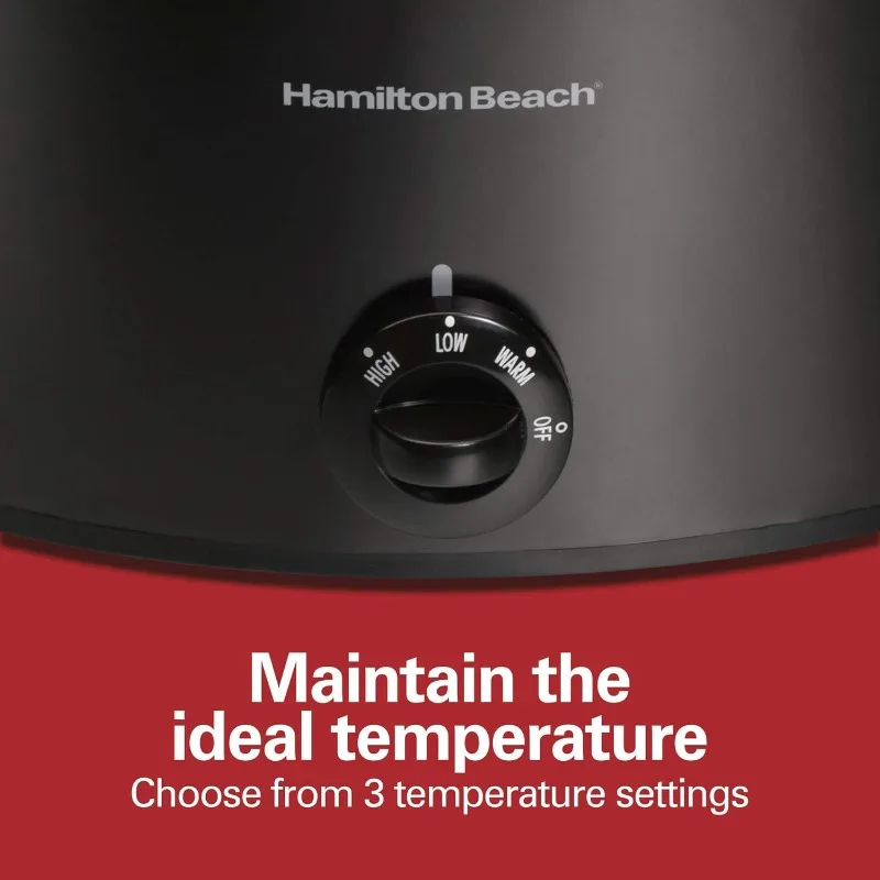 Hamilton Beach Stay or Go Portable Slow Cooker with Lid Lock, Dishwasher-Safe Crock, 6-Quart, Black 33261 5