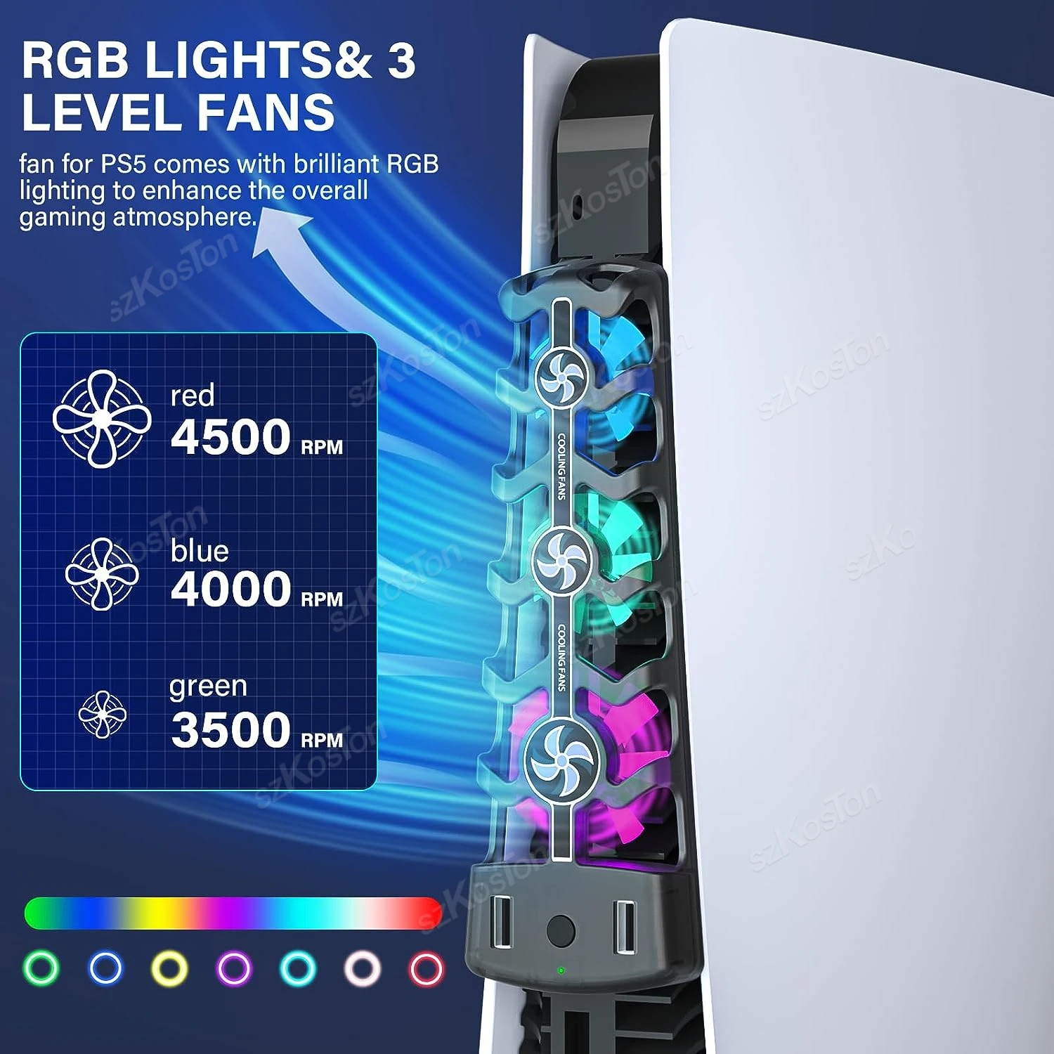 RGB Cooling Fan for Efficient 3-Speed Quiet Cooling System