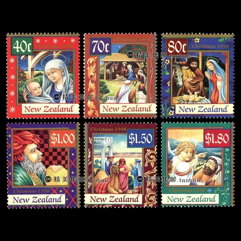 

6 шт., Новая Зеландия, 1998, рождественские штампы, Рождественская религиозная история, коллекция штампов