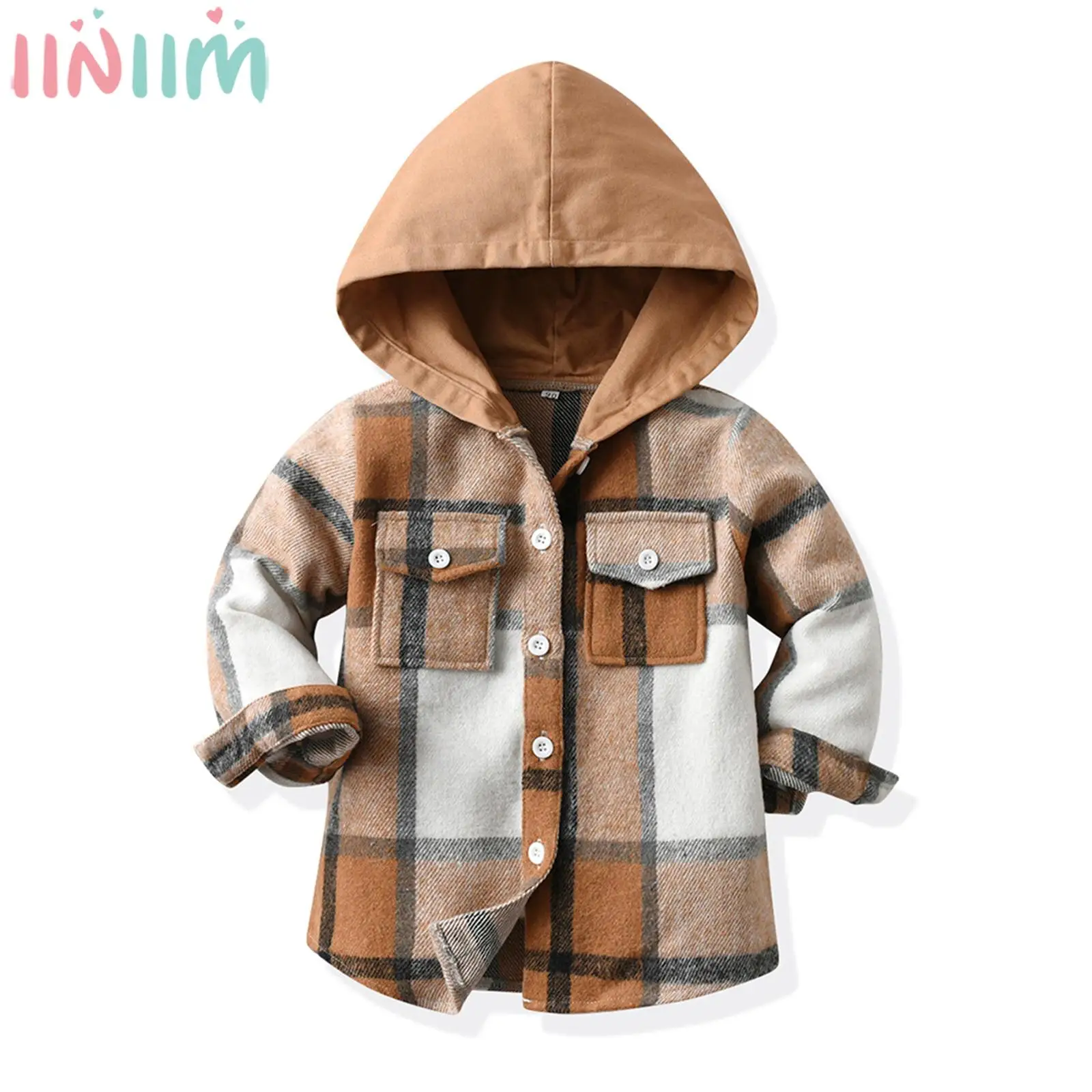 

Toddler Baby Casual Hooded Shirt Outerwear Long Sleeve Button Down Top Coat Kids Spring Autumn Costume for Daily School Party