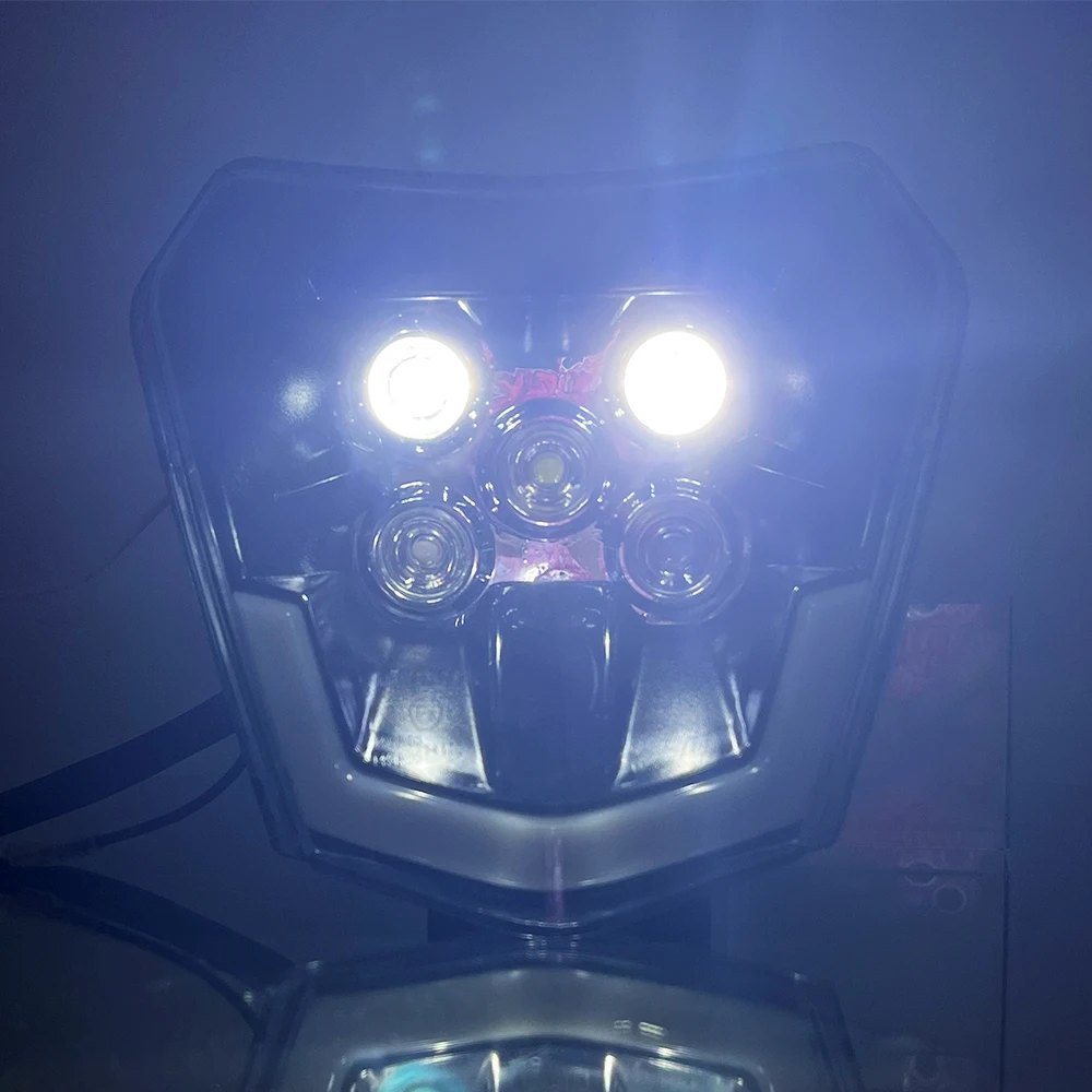 Plaque Phare Phares Avant Moto Moto Accessoires Universels Motocross Pour XR CRF 150 230 250 450 Phare Moto LED(Blanc Phare Avant Moto