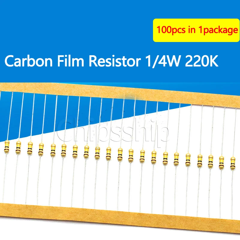 

Carbon Film Resistor 1 4W 220K 5% Four-color Ring Resistor (100 PCS)