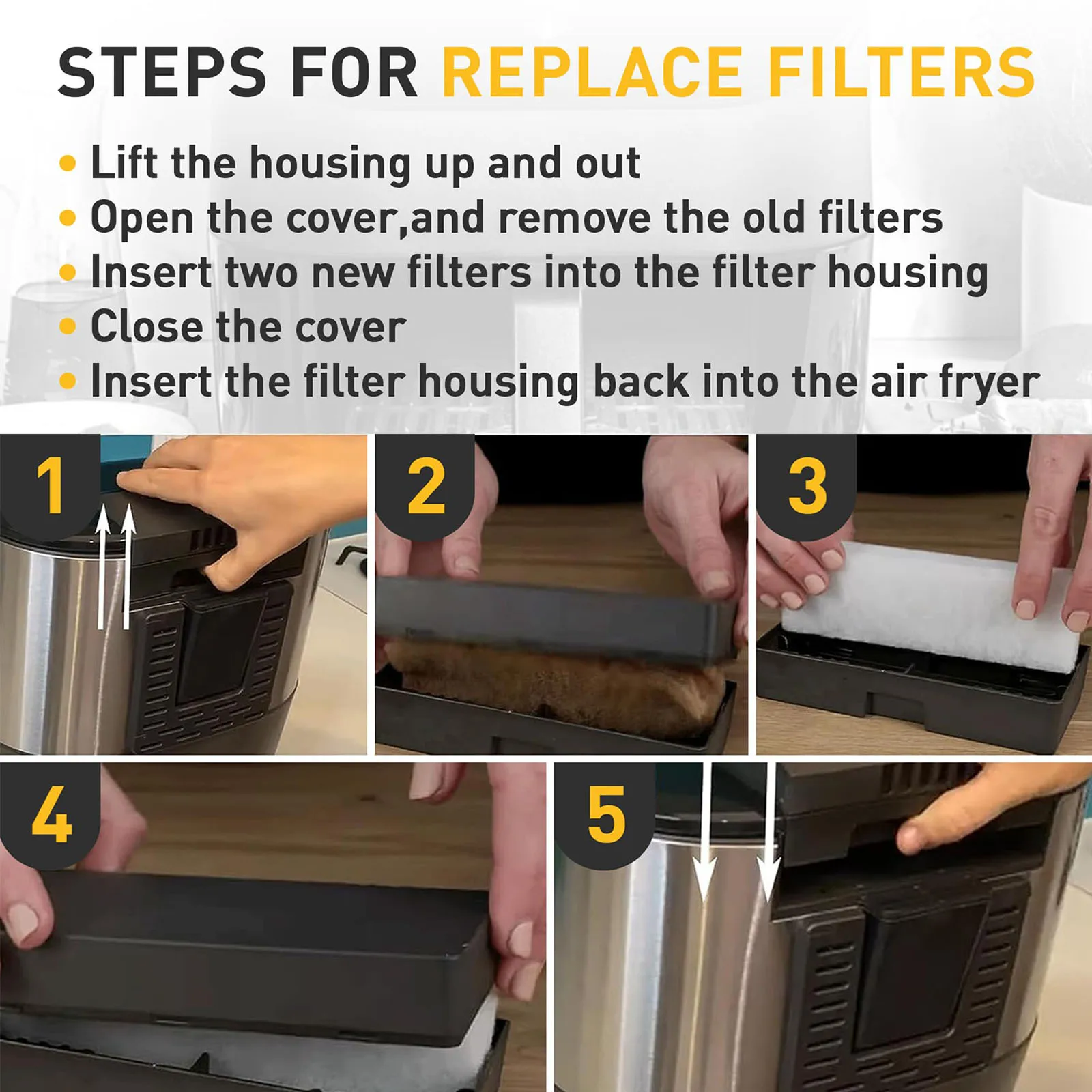 12 Pcs Air Fryer Replacement Filters for 6QT Instant Vortex Plus Air Fryer Filters for Instant Vortex 6QT with ClearCook