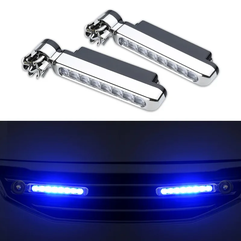 1-2pcs Wind Powered Car LED DayTime Running Light Auxiliary Lighting Rotation Fan Lamp Automobile Day Time Headlight