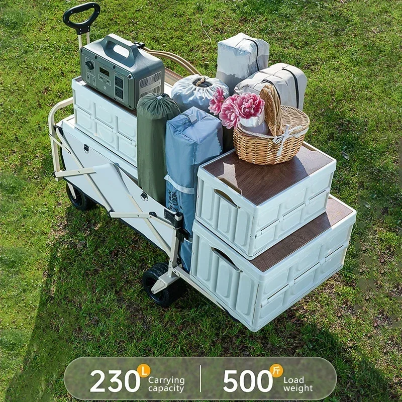 Home Furniture Outdoor Camping Aircraft Wheeled Cart Foldable Hand Pushing Camping Trailer Pull Rod Rear Wagon Cart for