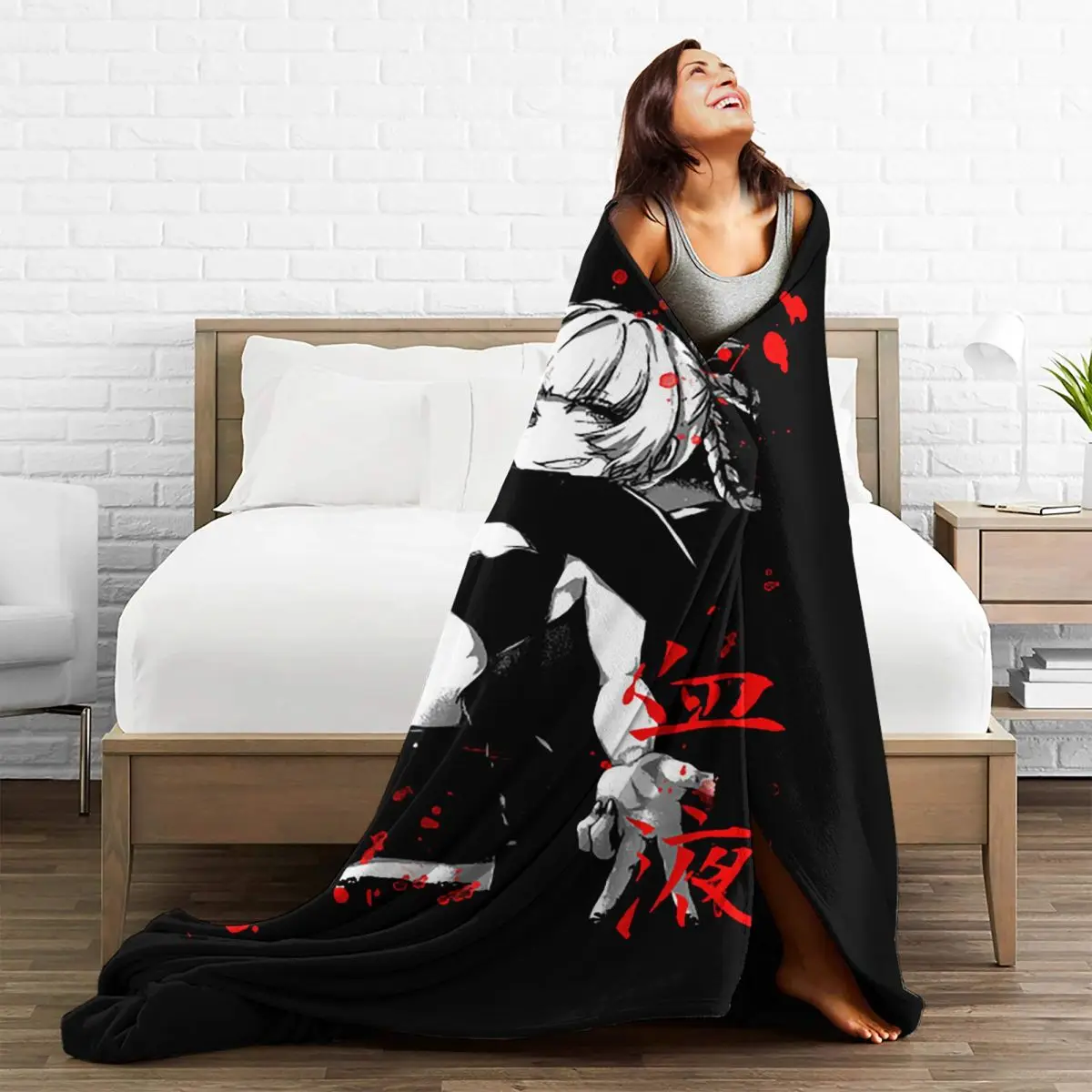 Call Of The Night Nazuna Nanakusa Anime Knitted Blankets Fuzzy Throw Blanket Summer Air Conditioning Personalised So