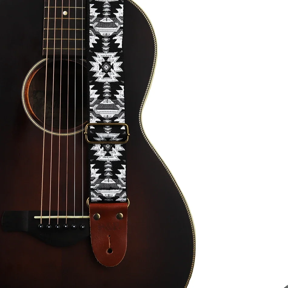 Bohemian Soft Leather Adjustable Guitar Strap in Vibrant Design