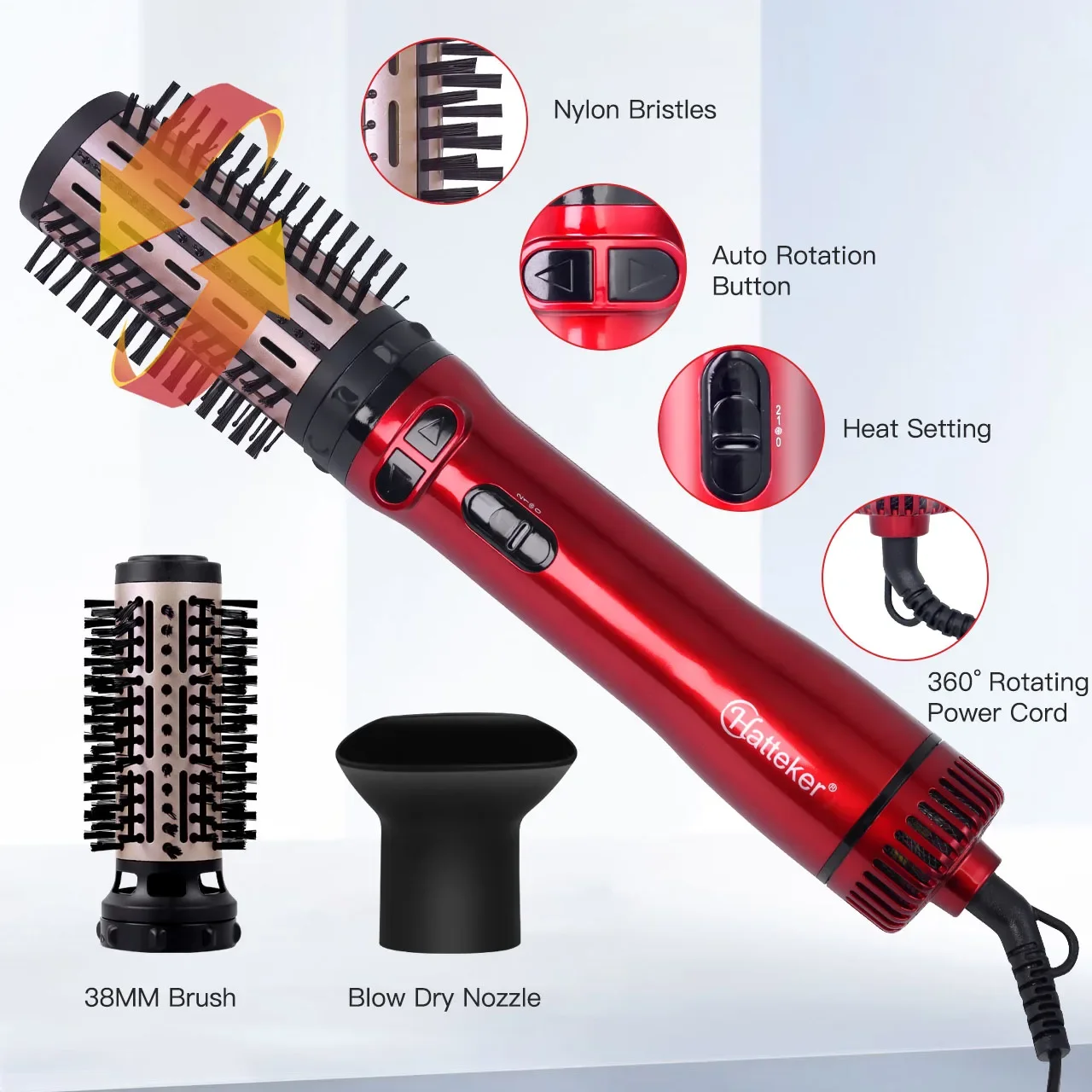 3-in-1 Hair Styling Hairdryer,Two-way Automatic Rotating Hot Air Comb,Brush Hair Dryer,Negative Ion Hot Air Brush,Curling Brush