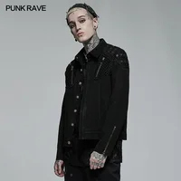 PUNK RAVE Men’s Punk Rugged Slim Fitting Jacket Casual Black Shirts Men Clothing   Four Seasons Spring/Autumn 2