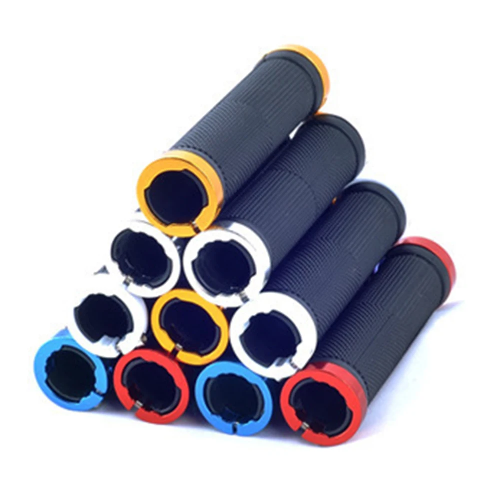 

1 Pair Handlebar Grip Bicycle Grip Bicycle Rubber Grip Aluminum MTB Electric Bicycle Bilateral Locking Handle 130mmx33.5mm