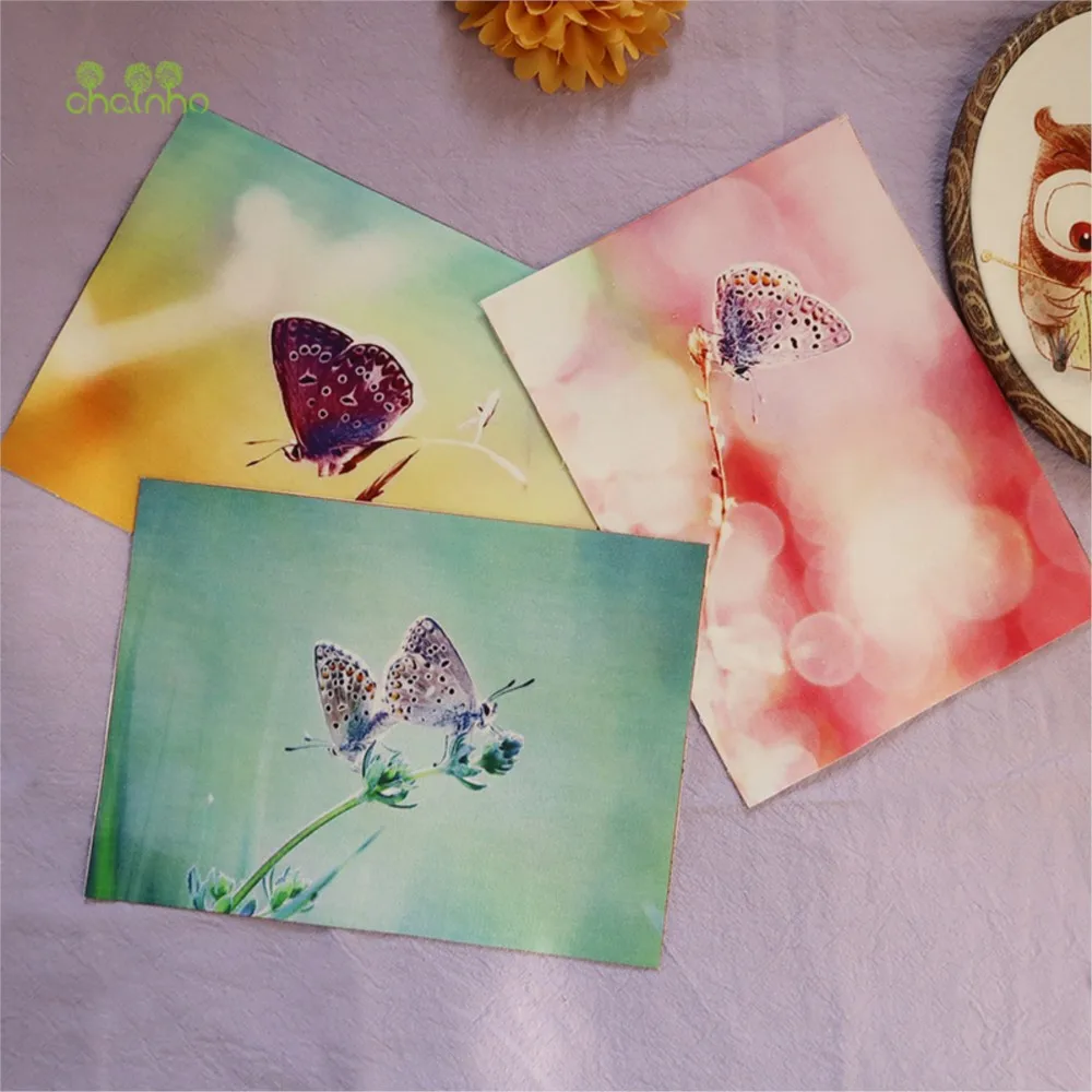 Chainho,Hand Dyed Cotton Fabric,Butterfly & Insect Series,DIY Sewing Purse,Bag,Book Cover,Home Decoration Material,15x20cm/Piece