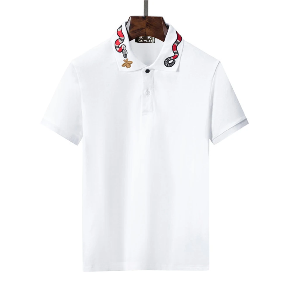 

DUYOU Embroidered Red Snake and Bee Men Polo Shirts Summer Mens Polo Shirt Cotton Shirts Jerseys Brand Clothing 984162