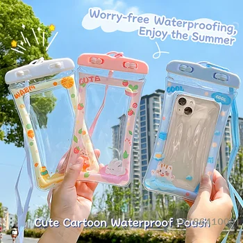 ⚑ Custodia Impermeabile per Telefono con Airbag Touchscreen e Protezione Collo per Festival Acquatici - Design Cartone Animato