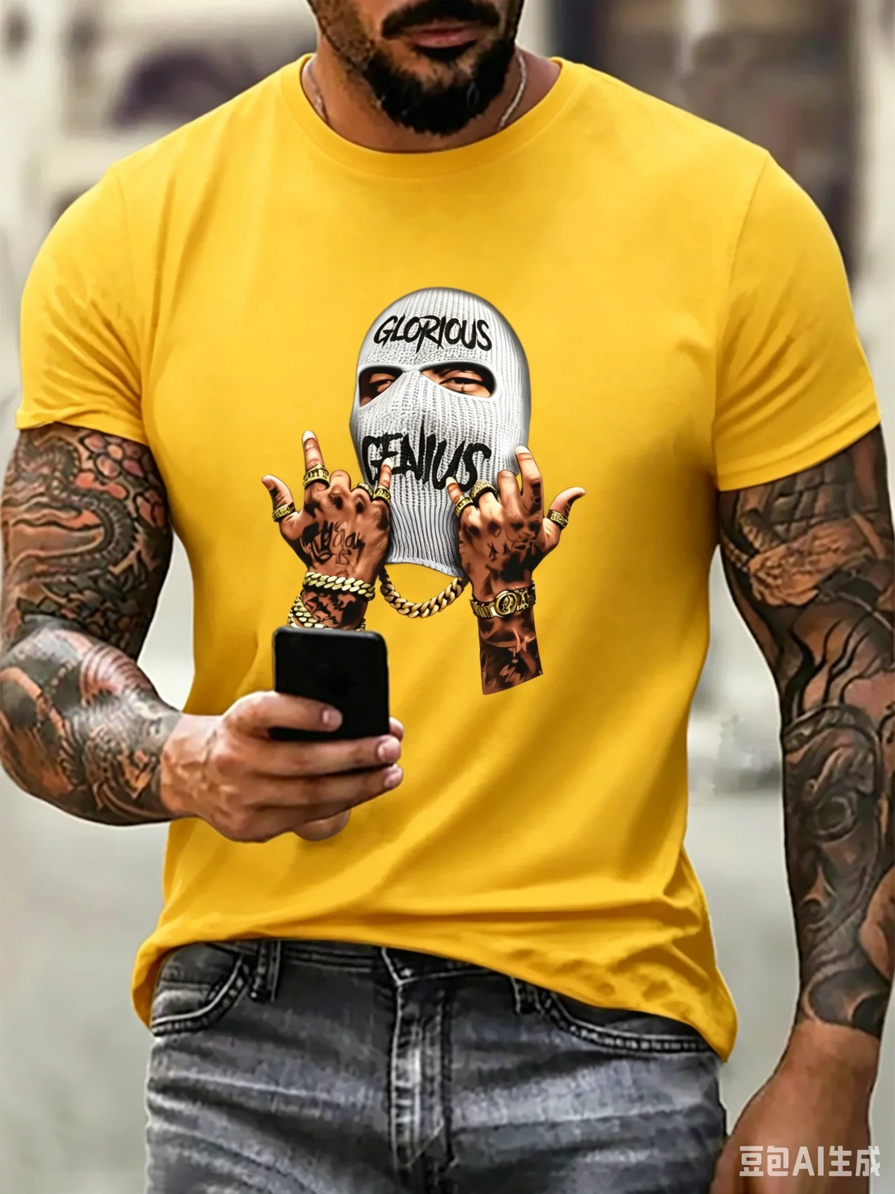 Vintage Hip-hop Style 3D Print T-shirt Trend Street Men's Crew Neck Tops Summer Tees Hot Sale Old School Tops Rap Star T Shirt 5