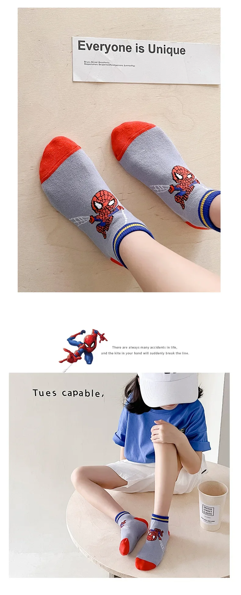 5 Pairs Spiderman Children Socks Anime Kids Boys Short Sock Iron Man Captain America Cartoon Baby Summer Spring Boat Socks 1-12Y 15 Sd03820f9d87e4db58f9950f8e1ccc7d7m